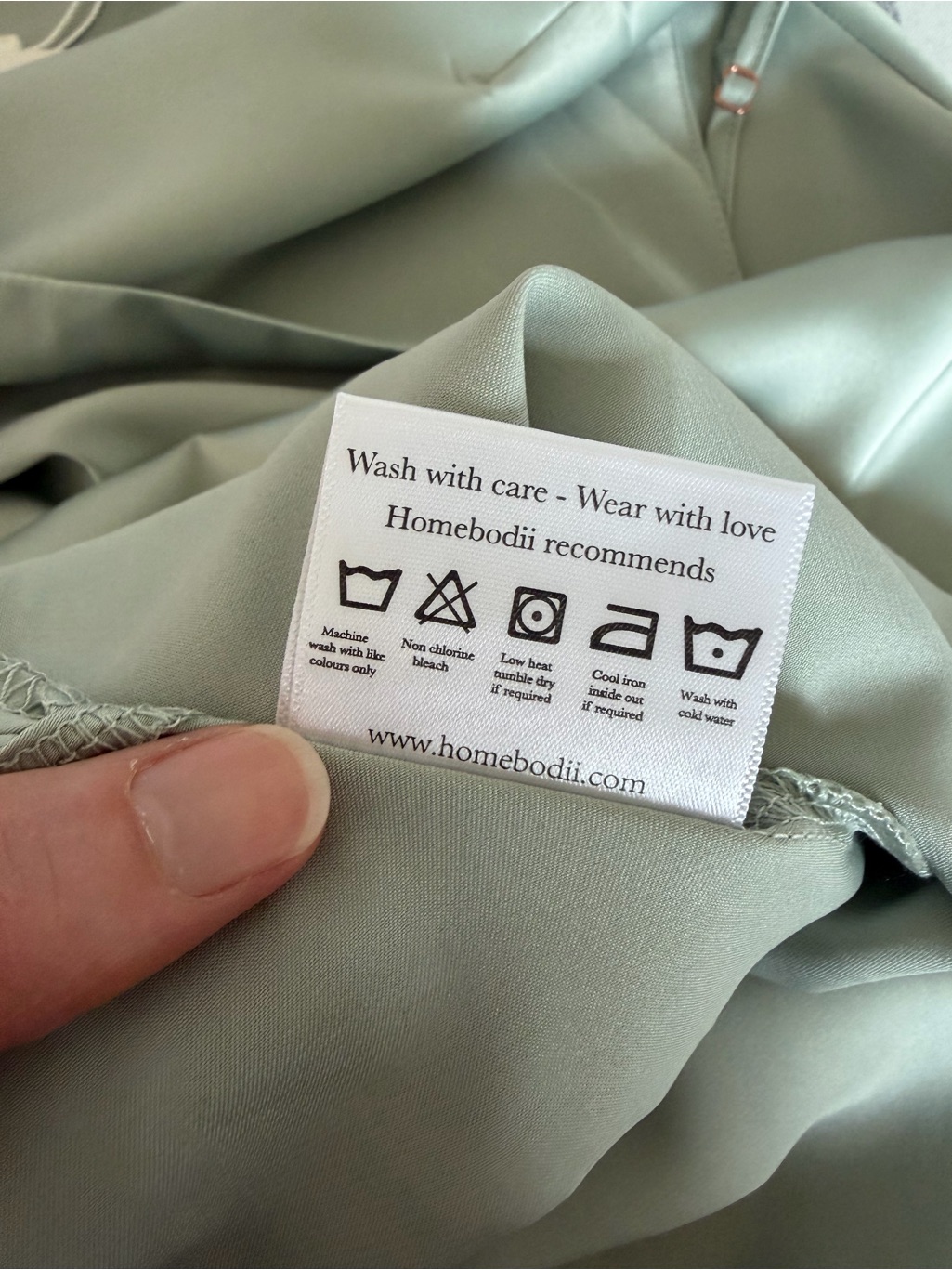 Homebodii Jasmine Slip Sage Size Small Luxury Minimalist Satin — image 6 of 6